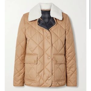 NWT Burberry Faux Shearling Trimmed Quilted Padded Cotton-Twill Jacket - Small